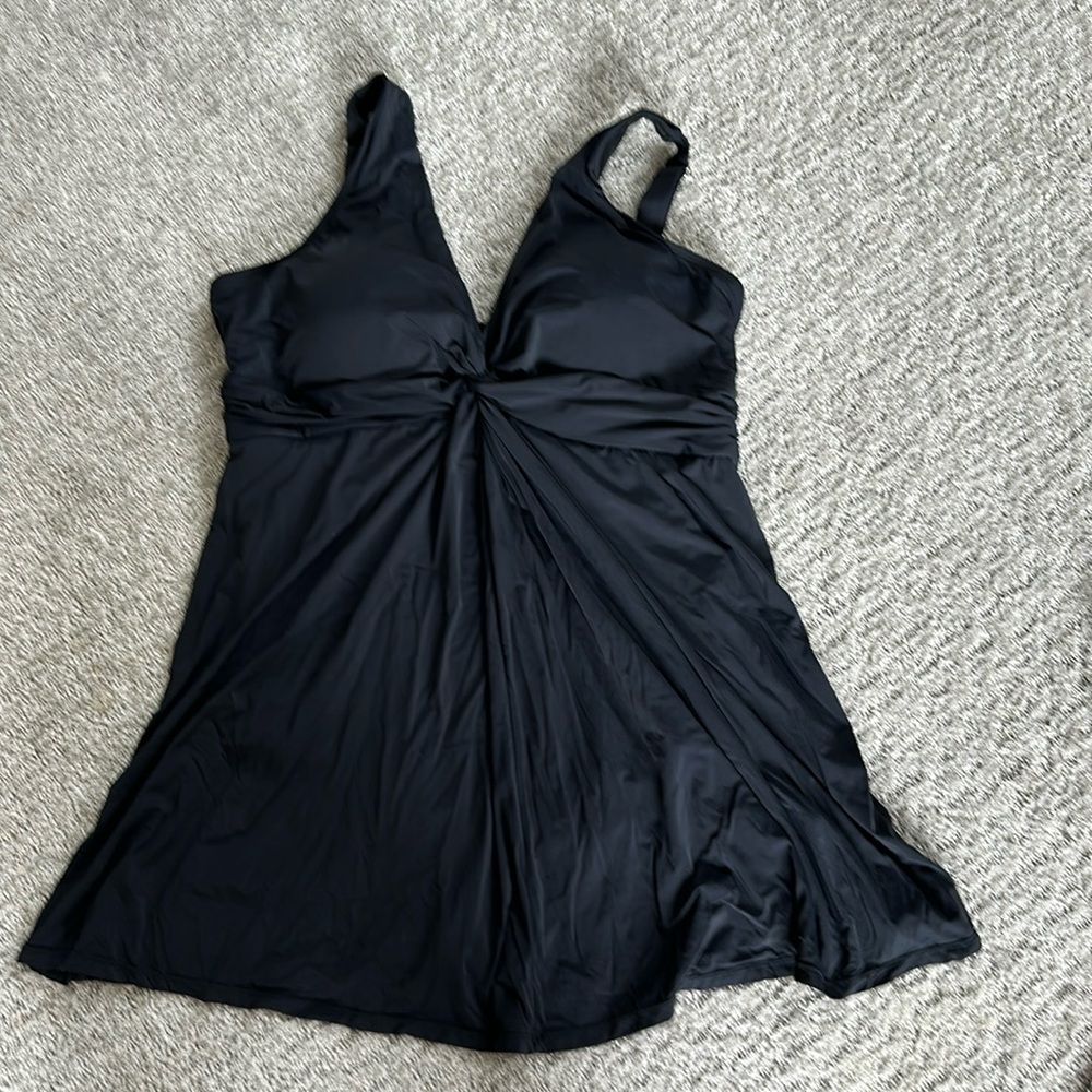 Solid black Swimsuits for All swim dress sz 18
